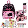 Undercover Zaino per asilo Barbie Bambina - Personalizzato con nome - Set zaino per bambini, Set 2 - Zaino, borraccia, contenitore per il