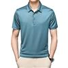 Bollrllr Golf Polo da uomo in seta di gelso manica corta Business Casual Solido maschile T-shirt uomo Tees, Blu, XXL