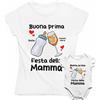 bubbleshirt Coppia T-Shirt Mamma e Body Neonato Personalizzabile - Latte e Spritz, Buona Prima Festa della Mamma