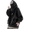 Vagbalena Felpa con Cappuccio Hip Hop Unisex Oversize Uomo Cyberpunk Tactical Hip Hop Japanese Sweatshirt Ninja Felpa con Cappuccio in Cotone a Doppio Scollo (Nero,M)