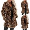 Generico Cappotto Pelliccia Sintetica Donna Giacca Peluche Leopardo Caldo Invernale Giubbotto Cardigan Fronte Aperto Maniche Lunghe Outwear Elegante