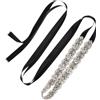 QUARKZMAN Cintura Nuziale con Strass per Abito da Sposa, Cintura a Fascia Damigella d'Onore Cristallo a Mano Argento, Accessori per Abiti Donna con Nastro