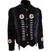 Rumble Products Giacca da uomo tradizionale occidentale stile cowboy nativo americano con frange, perline e ossa, nero, XXX-Large