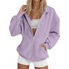 Fulidngzg Felpa Donna Invernale Colletto alto con Zip senze Cappuccio in Pile Giapponese Felpe Ragazza Tinta Unita Casual Elegante con Tasche Abbigliamento Donna Primaverile per Palestra Case lavoro,Viola,L