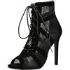 Generico Stivali da Ballo Latino Americano Donna con Punta Aperta Salsa Bachata Scarpe da Ballo da Sala Tango Valzer Moderno Stivaletti da Ballo Stivali Tacchi a Spillo Donna Nero