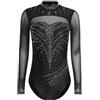 XUNZOO Abbigliamento Danza Donna Adulte Unitard Danza Artistica E Ritmica Con Maniche Lunghe Carismatico Spettacoli Blu reale L