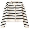 DJFOG Cardigan a righe Maglioni da donna, Girocollo con bottoni dorati Cardigan Maglioni, Outwear da donna a maniche lunghe lavorato a maglia, Nero , S