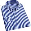 BoShiNuo Camicie casual da uomo con classico design a righe bianche e nere camicie a maniche lunghe per ambienti casual sociali, A righe azzurre, XXL