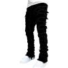 Generic Pantaloni jeans da uomo strappati a gamba dritta, taglio moderno, comodi e durevoli, perfetti per abiti casual e eleganti, disponibili nelle taglie S-XXL, Nero , S