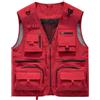 FITPOST Gilet cargo in rete traspirante con zip, gilet estivo da lavoro da uomo con tasche, gilet tattico ad asciugatura rapida multi-tasca, Rosso, XXXL