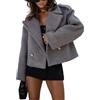 Zunlethian Cappotto Corto da Donna in Tweed Moda Tendenza Risvolto Giacca Monopetto Elegante Business Sciolto Cappotto Invernale Casual (Grigio,M)