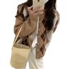 Sumleno Cardigan alla Moda Autunnale da Donna 2026 Grunge Argyle a Quadri Preppy Y2K E-Girl Cardigan Lavorato a Maglia Vintage Nonno, Colore: Nero., M