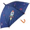 Toys & Gamers Ombrello spaziale per bambini, blu navy con pianeti e stelle, diametro 76 cm, cupola antivento