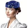 Generic Cappello fascinator da donna con fiore morbido berretto per feste hostess cappello, Blu reale, Taglia unica