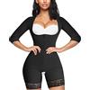 MERYOSZ Allenatore completo della vita per le donne cerniera pancia controllo body superiore braccio shaper aperto busto più sottile corsetto Shapewear, nero, Small