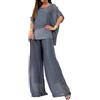 Goolecrimp Set di Camicetta in Chiffon a Due Pezzi Tinta Unita Vintage Elegante da Donna e Pantaloni a Vita Alta Set Abito da Sera in Tulle Set di Pantaloni per Feste in Costume da Festa (Nero,3XL)