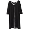 MGDIFYXAA Camicia da Notte da Donna in Modal Tinta Unita con Scollo A V E Maniche A Tre Quarti, Taglie Forti, Estiva, da Notte Nero L