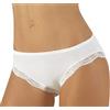 Risveglia i Sensi 6 slip donna cotone modal bordi in pizzo fianco basso (2^/XS, Bianco)