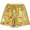 Generisch Pantaloncini da uomo con paillette metallizzate, brillanti, con brillantini, per il tempo libero, traspiranti, elasticizzati, in vita larga, per lo sport, per feste, Nero , M