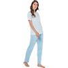 Linclalor Pigiama donna manica corta pantalone lungo puro cotone art. 74461-50, Celeste