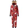 Generisch Natale Manica Lunga Con Cappuccio Tuta Morbida Cerniera Donne Pagliaccetto Pigiameria Vacanza In Famiglia Pigiama Abbinato Attrezzature, Colore: rosso, L