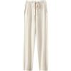 FULBHPRINT Pantaloni da donna invernali in cashmere con vita alta e coulisse Autunno Inverno casual in maglia cashmere isolante Pantaloni neri