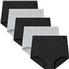 Yanhalo Mutandine da donna in cotone a vita alta, copertura completa, mutandine elasticizzate, mutande morbide, confezione da 5, nero e grigio., M