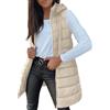 Generisch Gilet Donna Lungo Trapuntato Senza Maniche con Cappuccio Longweste in Cotone Gilet Donna per Autunno e Inverno Giubbotto in Piuma Leggero Cappuccio Elegante Gilet da Transizione con Tasche e