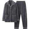 Foweknow Pigiama da uomo lungo e caldo in pile, set invernale in flanella, pijamas, 2 pezzi, pigiameria e pantaloni pigiameria, pigiameria da uomo, casual, per il tempo libero, grigio chiaro, XL