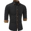 PRJN Camicia elegante da uomo a maniche lunghe Solid Slim Fit Casual Business Formale Camicie abbottonate di jeans da uomo Slim Fit Camicia abbottonata in cotone elasticizzato Top Business Regular Fit