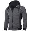 HONGBI Casual Giacca da Uomo,Zip Felpa con Cappuccio Slim Fit Outwear Caldo Jacket Giacche Sportive Manica Lunga Sweatshirt Cardigan con Doppia Cerniera Maglione da Jacquard Grigio Scuro 3XL