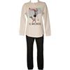 RAGNO Pigiama Donna Collo Serafino Cotton Eco Pile Punto Milano Caldo e Morbido Invernale Pantalone con Polsino Articolo DM21N1, 606F Fnatasia Pristine, Taglia 48