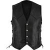 Generico Gilet pelle uomo in vera pelle bovina a grana superiore in similpelle Gilet classico nero con lacci laterali e tasche per il trasporto nascoste M-5XL