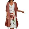 QWUVEDS Gilet frange donna casual stampa abito scollo a v manica mezza manica chiffon sciarpa cardigan due set abito indiano accessori per capelli, Colore: rosa., XXL