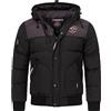 Geographical Norway Giacca Volva Men Giubbotto Piumino Manica Lunga con Cappuccio Uomo WQ006H/GN (Nero, s)