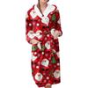 Generisch Accappatoio da donna, Natale, caldo, in peluche, lungo, morbido, con cappuccio, da donna, in pile, per l'inverno, per la casa, Colore: rosso, XL