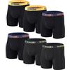 BIATWOWR Boxer da uomo a gamba lunga, in bambù, anti sfregamento, traspirante, con apertura aperta, confezione multipla, 6 x Multi 01, L
