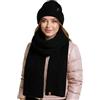 Vivisence Donna Set Invernale Cappello E Sciarpa Lana Merino Comfort Caldo, Nero,Taglia Unica
