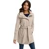 MARIKOO Cappotto da donna per le mezze stagioni (XS-3XL) - Cappotto elegante con cintura in vita, cappuccio rimovibile, cerniera a 2 vie, giacca calda da donna - N047, Nero , XL