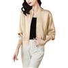Goolecrimp Giacca Corta da Donna in Raso Elegante Moda Casual Giacca da Lavoro Leggera Giacca da Baseball Casual con Cerniera Minimalista (Oro,XL)