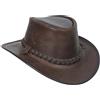 House Of Leather Cappello originale australiano Bush in vera pelle stile cowboy nero marrone, Nero , XL