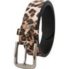 Generic Cintura Unisex In Pelle Con Stampa Leopardata - Cinturino Artigianale Largo 1 1/2, Fibbia In Lega For Jeans/abiti/abbigliamento Casual, 115 Cm/45, Bianco(Brown,125cm/49)