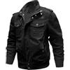 Generisch Giacca cargo da uomo, casual, militare, per le mezze stagioni, leggera, multi tasche, cappotti, calda, tattica, per il tempo libero, colletto alto, antivento, giacca da lavoro, Nero , 3XL