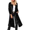 Foweknow Trench - Cappotto da donna, elegante, lungo, in velluto, con tasche, per matrimonio, vintage, cardigan, giacca invernale casual, tinta unita, giacca a vento attillata, Nero , M