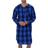 Rrongwn - Camicia da notte da uomo a maniche lunghe, a quadri, in flanella, in cotone, con tasche, colletto rovesciato, scollo a V, sleepshirt, verde, L