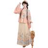 Uplateng Costume da palcoscenico rosa retrò della dinastia Qing per donna, Chinese Dress cinese tradizionale con gonna a forma di testa di cavallo, set di abiti Chinese Dress per cosplay, top + gonna (Pink,S)