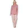 Normann Pigiama lungo da donna con pantaloni in flanella effetto a quadri, rosa antico, 36-38