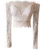 MAYILNSIN Coprispalle da sposa in pizzo a maniche lunghe con motivo floreale bianco avorio per feste serali bordo in pizzo