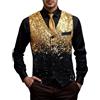 Generisch Gilet di paillettes da uomo con paillettes luccicanti senza maniche giubbotto da ballo profondo con scollo a V vestito da festa in tinta unita abito da festa giubbotto da discoteca, Oro 01
