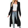 NZYIHAO Cardigan da donna, lungo, leggero, estivo, lungo, lungo, casual, leggero, con pizzo, casual, aperto, scollo a V, traspirante, a maniche lunghe, elegante e sottile, Nero , s